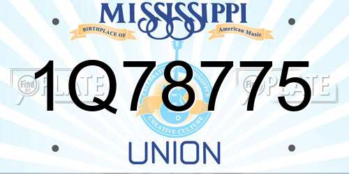 1Q78775 Mississippi License Plate