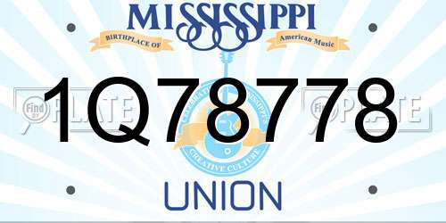 1Q78778 Mississippi License Plate