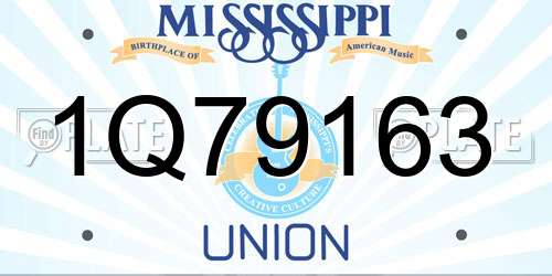 1Q79163 Mississippi License Plate