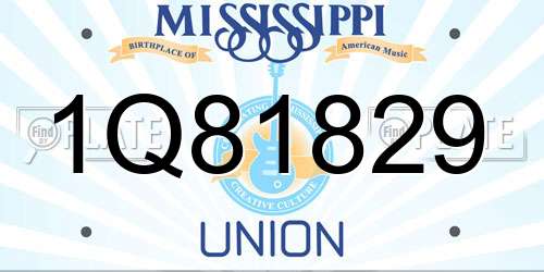 1Q81829 Mississippi License Plate