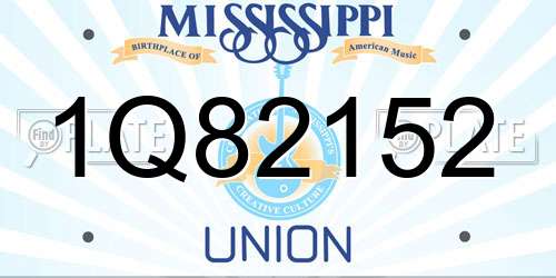 1Q82152 Mississippi License Plate