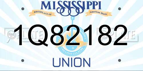 1Q82182 Mississippi License Plate