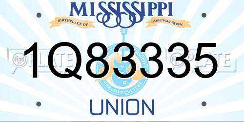 1Q83335 Mississippi License Plate