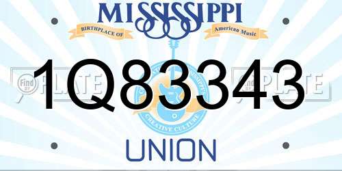 1Q83343 Mississippi License Plate