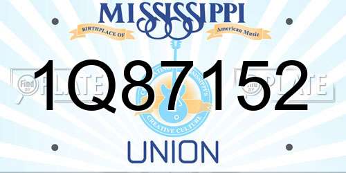 1Q87152 Mississippi License Plate