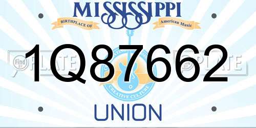 1Q87662 Mississippi License Plate
