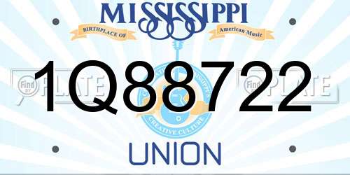 1Q88722 Mississippi License Plate