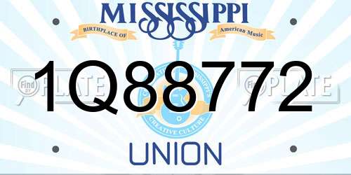 1Q88772 Mississippi License Plate