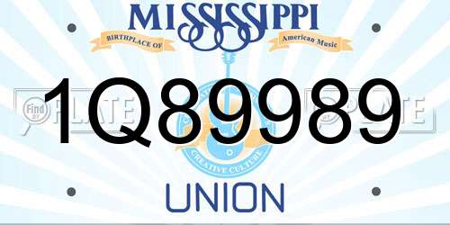 1Q89989 Mississippi License Plate
