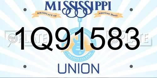 1Q91583 Mississippi License Plate