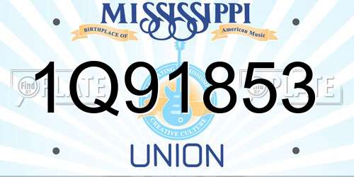 1Q91853 Mississippi License Plate