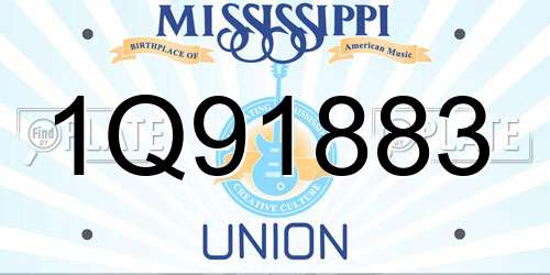 1Q91883 Mississippi License Plate