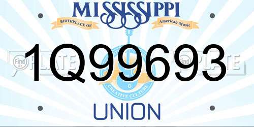 1Q99693 Mississippi License Plate