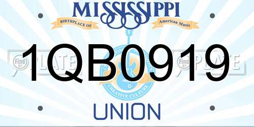 1QB0919 Mississippi License Plate