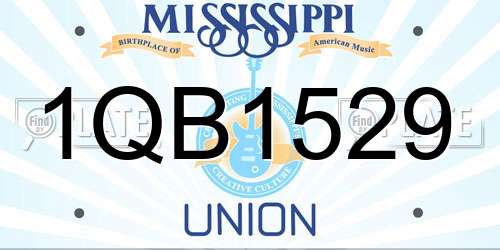 1QB1529 Mississippi License Plate