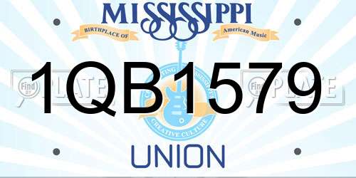 1QB1579 Mississippi License Plate