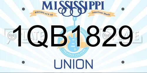 1QB1829 Mississippi License Plate