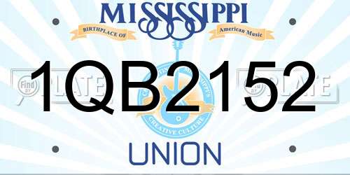 1QB2152 Mississippi License Plate