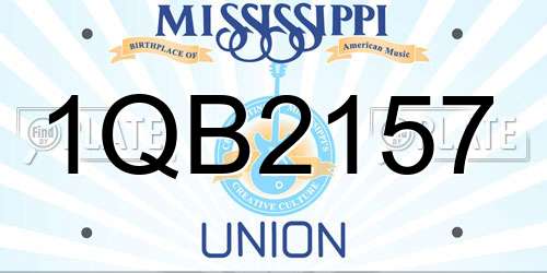 1QB2157 Mississippi License Plate