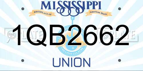1QB2662 Mississippi License Plate