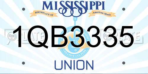 1QB3335 Mississippi License Plate