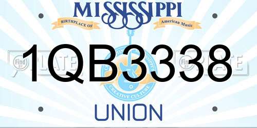 1QB3338 Mississippi License Plate