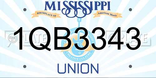 1QB3343 Mississippi License Plate
