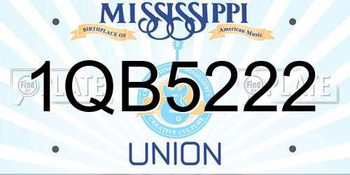 1QB5222 Mississippi License Plate