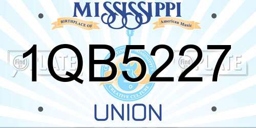 1QB5227 Mississippi License Plate