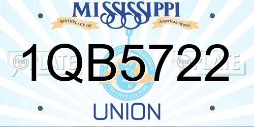1QB5722 Mississippi License Plate