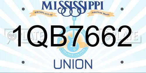 1QB7662 Mississippi License Plate