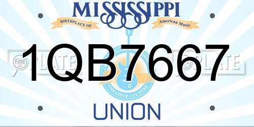 1QB7667 Mississippi License Plate
