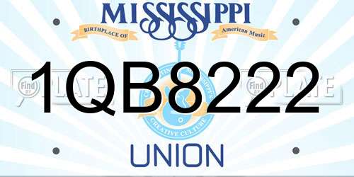 1QB8222 Mississippi License Plate