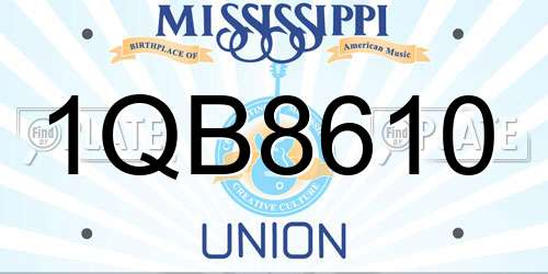 1QB8610 Mississippi License Plate