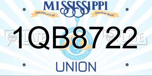 1QB8722 Mississippi License Plate