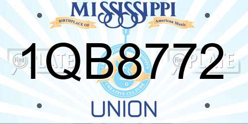 1QB8772 Mississippi License Plate