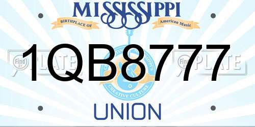 1QB8777 Mississippi License Plate