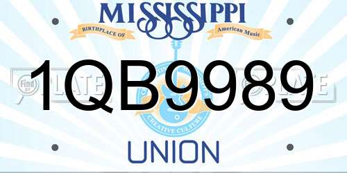 1QB9989 Mississippi License Plate
