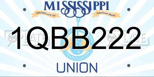 1QBB222 Mississippi License Plate