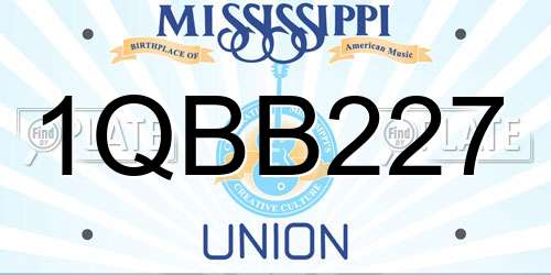 1QBB227 Mississippi License Plate