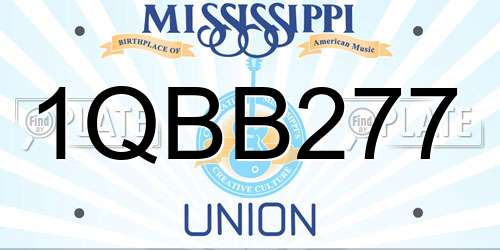 1QBB277 Mississippi License Plate