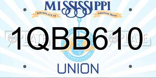 1QBB610 Mississippi License Plate