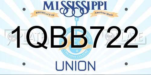 1QBB722 Mississippi License Plate