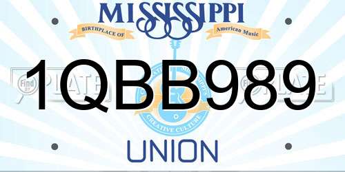 1QBB989 Mississippi License Plate