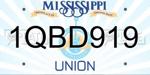 1QBD919 Mississippi License Plate