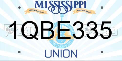 1QBE335 Mississippi License Plate