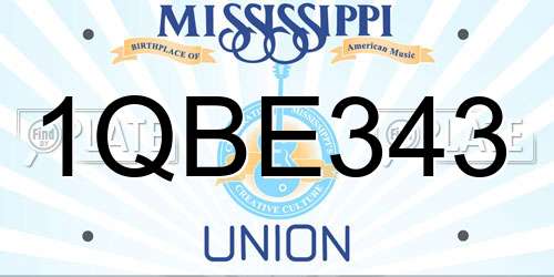 1QBE343 Mississippi License Plate