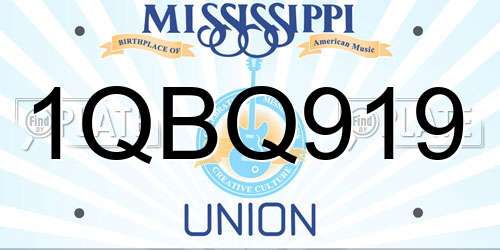 1QBQ919 Mississippi License Plate