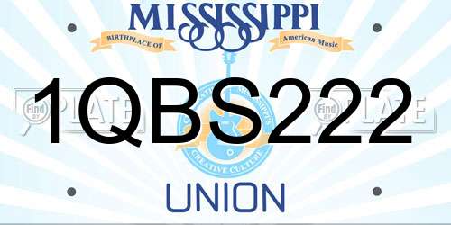1QBS222 Mississippi License Plate