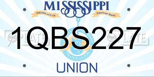 1QBS227 Mississippi License Plate